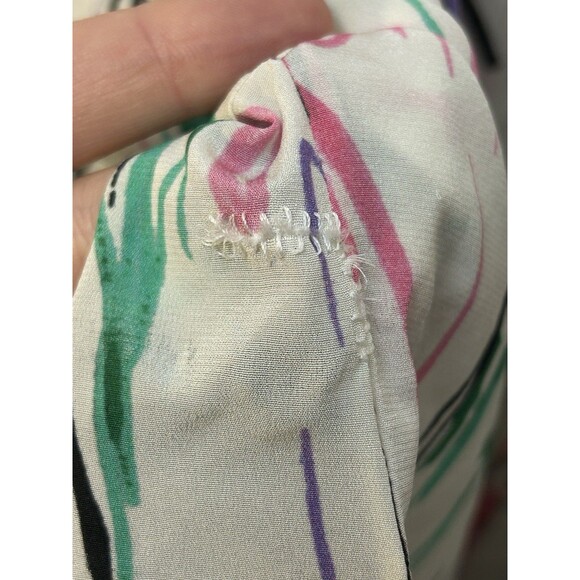 ISABEL MARANT Silk Amba Blouse Lightweight Top Sz 40 / 8 Ecru Printed Split Neck - Picture 11 of 11